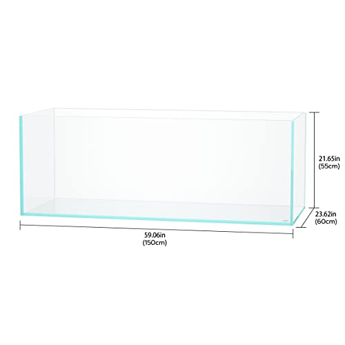 150P 118.4 Gallon Rimless Low Iron Aquarium Tank, W59.1×D23.6×H21.7 in(150x60x55cm); 15 mm Thickness with Nano Foam Leveling Mat Included - size: 118.4Gal W59.1×D23.6×H21.7 in(150x60x55cm)