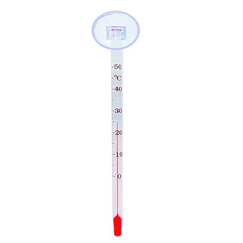 Liquid in Glass Aquarium Thermometer with Suction Cup 0 to 40°c for Fish Tank Water Temperature Meter - color: White stick waterpro
