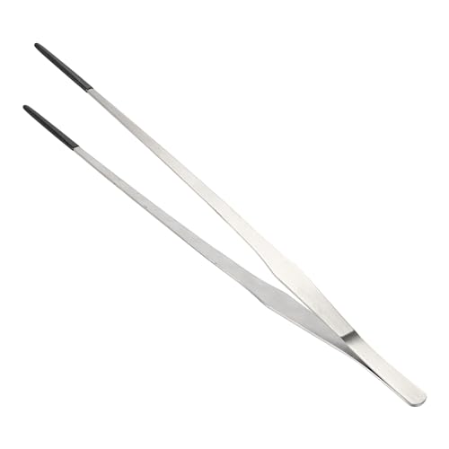 14.96" L Aquarium Straight Feeding Tweezer for Feeding with Black Rubber Tip - color: Black, size: 14.96"