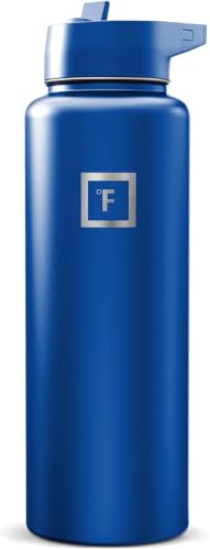 IRON °FLASK 40 oz Wide Mouth Water Bottle with Straw - color: Twilight Blue, style: Straw - 40 Oz (1 Lid)