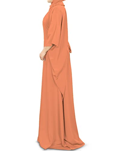 MyBatua Women's Kaftan, Free Size Abaya, Dubai Islamic Dress, Muslim Maxi KF-001 - color: Orange