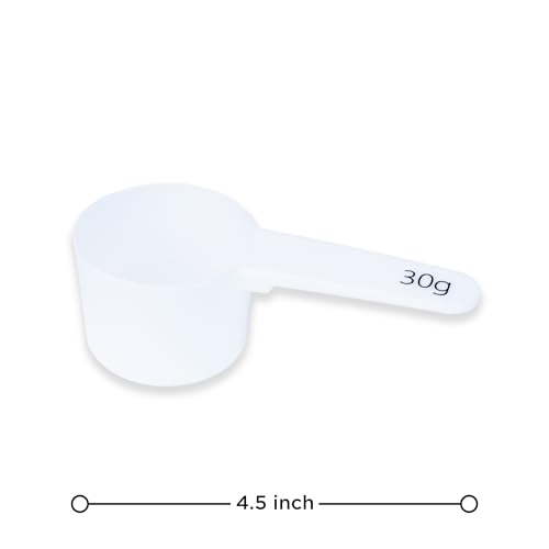 Measure spoons | measuring spoons set of 6 | exact dosing 3 gram scoop, 5 gram scoop, 7,5g, 10g, 15g, 30g | kitchen measuring set for powder and liquids | plastic medicine spoon and cups