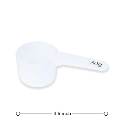 Measure spoons | measuring spoons set of 6 | exact dosing 3 gram scoop, 5 gram scoop, 7,5g, 10g, 15g, 30g | kitchen measuring set for powder and liquids | plastic medicine spoon and cups