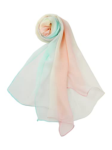 uxcell Women'sChiffon Sheer Long Scarf Silky Gradient Party - color: Pale Pink Yellow Blue