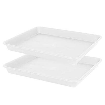 VUWEZ Plant Saucer Growing Tray, Seed Starter Tray Rectangular, Heavy Sturdy Plastic Plant Saucers Drainage Trays, Plant Drip Trays for Pots, Seed Starter Growing Pots (11 x 9 inch, 2 Pack) - color: Creamy White, size: 11'' x 9'' x 1.2'' (2 pack)