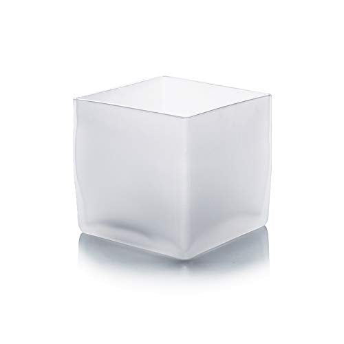 WGV Cube Glass Vase, Candle Holder, 5"x5"x5", Frosted Elegant Floral Accent Container Planter Terrarium Storage for Wedding Party Ceremony Event Office Home Decor, 1 Piece - size: 5" Frosted