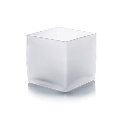 WGV Cube Glass Vase, Candle Holder, 5"x5"x5", Frosted Elegant Floral Accent Container Planter Terrarium Storage for Wedding Party Ceremony Event Office Home Decor, 1 Piece - size: 5" Frosted