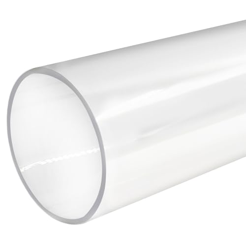 Luomorgo Clear PC Rigid Tubing Pipe, 1 Pack, Round Plastic Tube | 1.81 Inch (46mm) ID x 1.97 Inch (50mm) OD x 12 Inch (305mm) Length, for Fish Tank, Water Pipe & DIY Lighting - size: 46mmx50mm