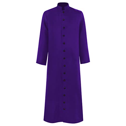 Men's Cassock Robe Church Robe Choir Minister Clergy Pulpit Liturgical 5 colors - color: Purple, size: 3X-Large