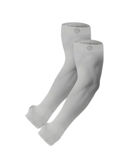 Arm Sleeves for Men Women UV Sun Protection Compression Arm Warmer Tattoo Cover Up, Sports Golf Cooling Sleeves - color: 1 Pair_grey (Non-slip Design)