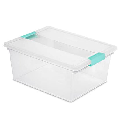 Sterilite Deep Clip Box, Clear Storage Bin with Latching Lid, 4 Pack - size: Deep, style: 4 Pack