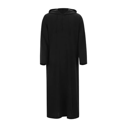 Generic Caftans for Men Long Sleeve Kaftan Thobe V Neck Men Thobe with Pocket Big and Tall Kaftan Muslim Men Thobe - color: Black-2, size: Small