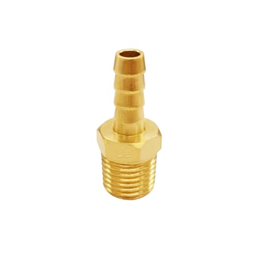 Uenede Brass 1/4" NPT Male to 5/16" Hose Barbed Fittings, 6PCS | Barb Pipe Fittings with Clamps Air Line Repair Connectors for Water Oil Gas - size: 5/16"Barb, style: 1/4"NPT Male
