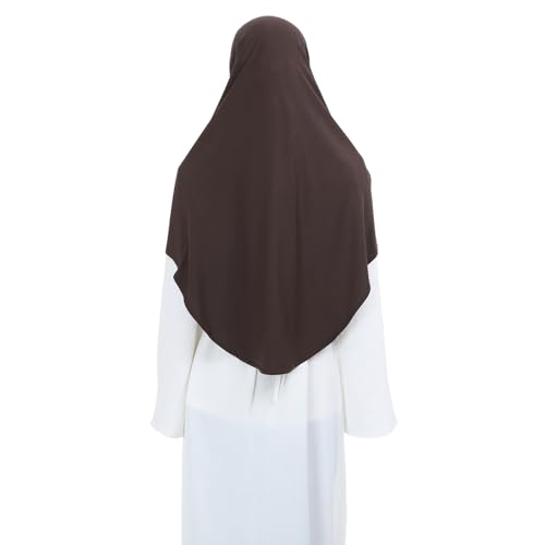 Instant Hijab 여성용 무슬림 부드럽고 신축성 있는 기도 히잡 이슬람 두바이 중동 단색 헤드스카프 - color: 다크 커피.