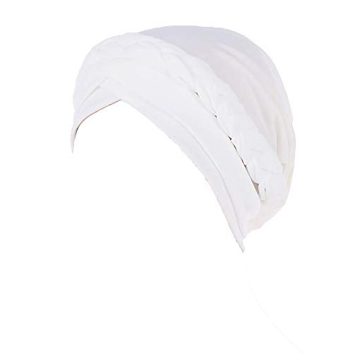 Cancer Chemo Beanies Bandana Headwrap Cap Satin Bonnet Head Scarf Hijab Braid Silky Turban Hats for Women - color: White
