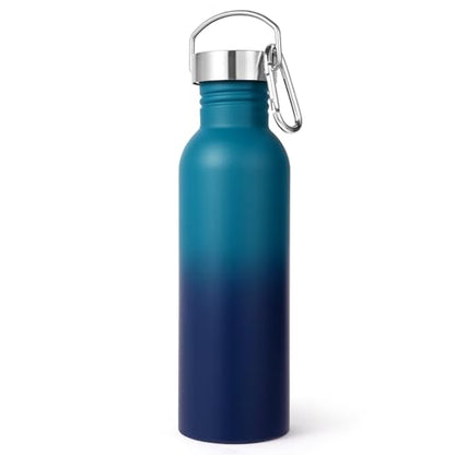 Volhoply 26oz Uninsulated Single Walled Water Bottle, Stainless Steel Reusable Water Bottles with Handle & Carabiner, BPA Free Wide Mouth Water Bottles for Gym Sports Camping（Dark Night,1） - color: Dark Night