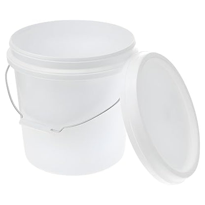 ATERET 2 Gallon White Bucket & Lid - All Purpose Pail with Lids - Food Grade - Made in USA - BPA Free Plastic (24 Pack) - size: 24pk - 2 Gal. w/Lids