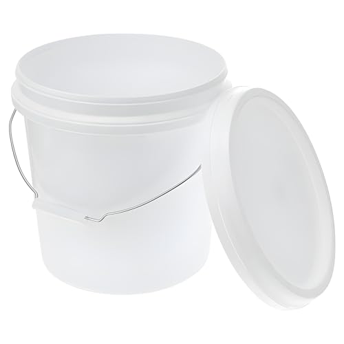 ATERET 2 Gallon White Bucket & Lid - All Purpose Pail with Lids - Food Grade - Made in USA - BPA Free Plastic (6 Pack) - size: 6pk - 2 Gal. w/Lids