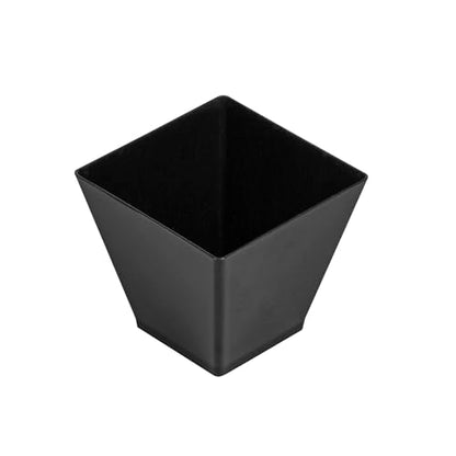 Restaurantware 2-OZ Mini Kova Dessert Tumbler Cup - Elegant Square Black Plastic Cups: Perfect for Serving Desserts and Snack Samples - Disposable and Eco-Friendly - 100-CT - color: Black, size: 2 oz