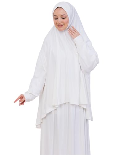 Prien Soft Prayer Dress For Women, Muslim Abaya Hijab Set, Long Turkish Cotton Praying Outfit, Islamic Clothes For Ramadan - color: Cream
