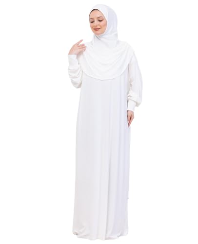 Prien Prayer Dress For Women, Cotton Muslim Abaya, Soft Hijab, Elegant Turkish Islamic Wear For Eid, Ramadan, Umrah, Hajj - color: Cream