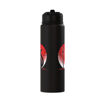 Japanese Cats Lovers Retro Cool Fighting Ninja Cat Fighter Stainless Steel Insulated Water Bottle - color: Black
