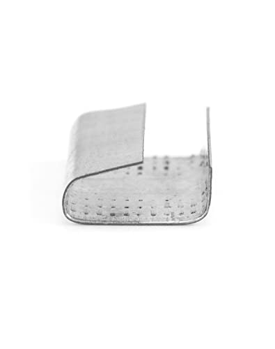 QWORK Seals for 5/8" Strap Width Steel Strapping, 500 Pcs Metal Clips for Firmly Securing Packaging and Pallet Banding, Fix Large and Medium-Sized Loads for Storage and Transportation