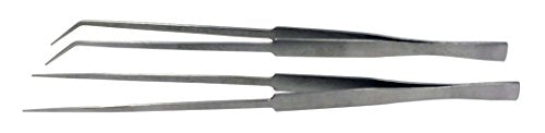 SE Stainless Steel 10" Tweezers Set (2 PC.) - TW2-402 - size: 10"