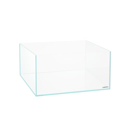 Rimless Shallow Aquarium Tank, 6 Gallon Low Iron Ultra-Clear Glass Square Fish Tank, Professional Desktop Paludarium for Turtles, Plants, and Aquascaping 17.7" L × 17.7" W × 11" H.