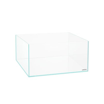 Rimless Shallow Aquarium Tank, 6 Gallon Low Iron Ultra-Clear Glass Square Fish Tank, Professional Desktop Paludarium for Turtles, Plants, and Aquascaping 17.7" L × 17.7" W × 11" H.
