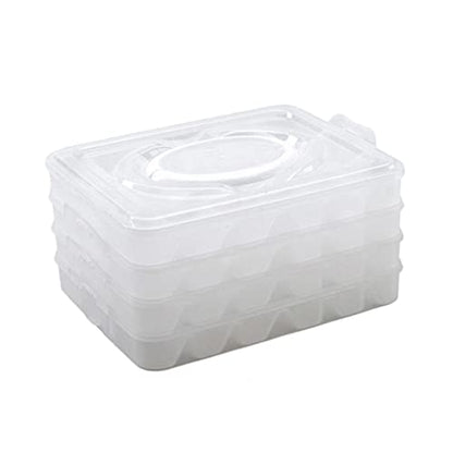 Zerodeko Food Storage Container Dumpling Organizer Stackable Portable Freezer Storage Containers Food Storage Box for Kitchen and Fridge (Transparent)