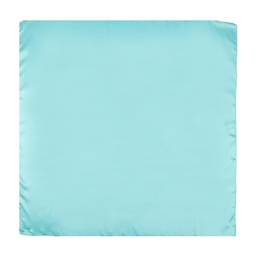 AWAYTR 35” Large Satin Square Head Scarf - 2Pcs Silk Like Floral Head Scarves Square Satin Hair Scarf Bandanas for Women - color: Blue/Pale Blue