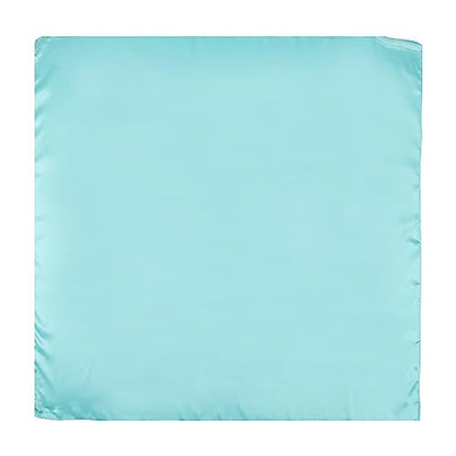 AWAYTR 35” Large Satin Square Head Scarf - 2Pcs Silk Like Floral Head Scarves Square Satin Hair Scarf Bandanas for Women - color: Blue/Pale Blue