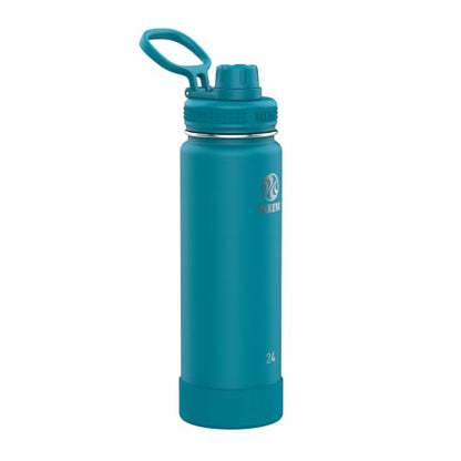 Takeya Actives Water Bottle with Spout Lid - Bottle with Double Stainless Steel Insulation - Dishwasher Safe & BPA-Free - Bottle with Spout Lid & Removable Bumper - 24 oz, Mystic Blue - color: Mystic Blue, size: 24 Ounces