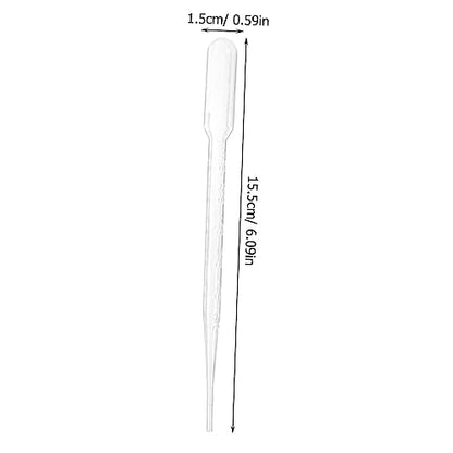 100pcs 3ML Pasteur Pipette Lab Transfer Pipettes Disposable Dropper for Mixing Washable Soft and Pliable