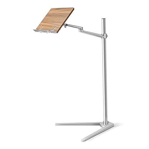 Bookstand, WoodPad, Rotating Holder for Laptop/Tablet/Phone, 2 Spring Clips