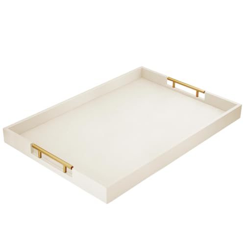 ATZYmolin 22" x 15.7" Extra Large Serving Tray, Vanity Platter, Beige - color: Beige, size: 22" x 15.7"