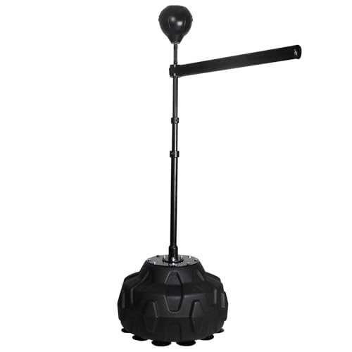 Spinning Boxing Bar 360° Speed Trainer with Two Ball, Punching Bag, Training Boxing Ball with Reflex Bar Free Standing, Adjustable Height, for Adult