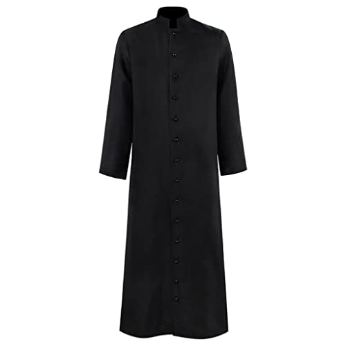 Men's Cassock Robe Church Robe Choir Minister Clergy Pulpit Liturgical 5 colors - color: Black, size: Small