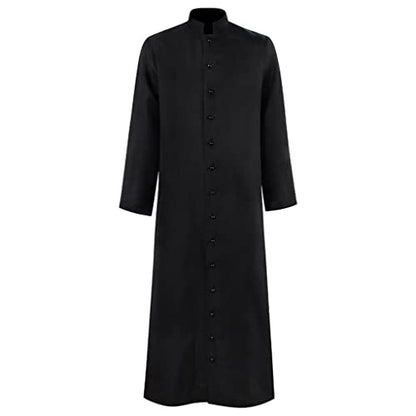 Men's Cassock Robe Church Robe Choir Minister Clergy Pulpit Liturgical 5 colors - color: Black, size: 3X-Large