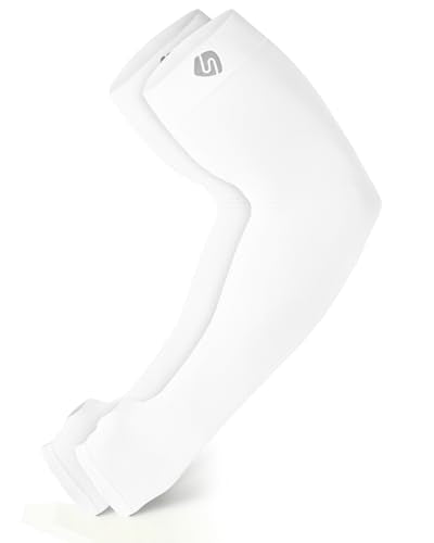 Arm Sleeves for Men Women Warmers Tattoo Cover Up Sun UV Protect UPF 50 - color: White, size: Medium