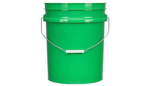 5 Gallon Food Grade Plastic Bucket with Air Tight Screw on Lid Made in USA Container (Green Bucket with Green Lid) - color: Green Bucket With Green Lid