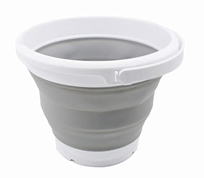 SAMMART 5.5L (1.4 Gallon) Collapsible Plastic Bucket - Foldable Round Tub - Portable Fishing Water Pail - Space Saving Outdoor Waterpot (Grey + Baby Blue (Set of 2)) - color: Grey + Baby Blue (Set of 2)