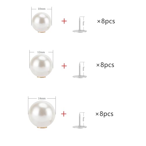 ZENGLU Set of 24 pcs 10mm/12mm/14mm Free Sewing Pearl Buttons, Detachable Reusable pins, Fixed brooches, DIY Cardigan Pearl Buttons for Women (Mixed Sizes) - size: 10mm/0.39in, 12mm/0.47in, 14mm/0.55in