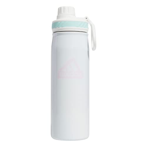 adidas Stainless Steel Metal Water Bottle 20 oz (600 mL) Screw Cap - color: White/Orchid Fusion Purple/Semi Flash Aqua Blue