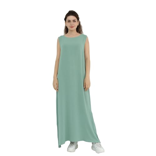 Prlemend Two-Pieces Abaya for Women Muslim Robe with Belt Prayer Dress Set | 2PCs, with Belt, Cake Skirt - color: Pea Green, size: Medium