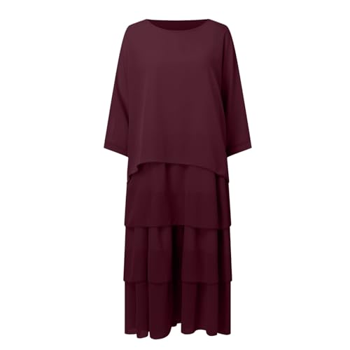 Prayer Clothes for Muslim Women One-Piece Long Sleeve Islamic Prayer Dress O Neck Slim Fit Maxi Dress Dress - color: Wine, size: Small