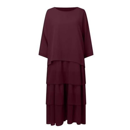 Prayer Clothes for Muslim Women One-Piece Long Sleeve Islamic Prayer Dress O Neck Slim Fit Maxi Dress Dress - color: Wine, size: XX-Large