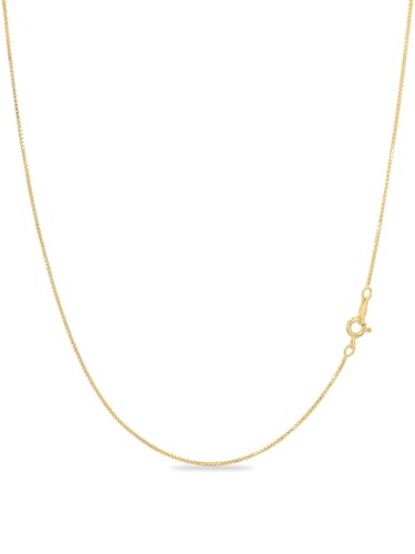 KEZEF 18K Gold Plated 925 Sterling Silver Box Chain Necklace for Women, 1mm Thin & Sturdy Italian Chain Necklace, Rose Gold & Silver Available, 15/16/18/20/22/24/30 Inch - color: Gold, size: 24 Inch
