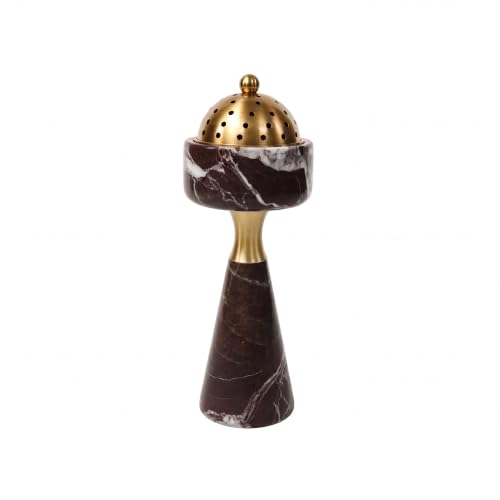 Sissi & yaya Marble Incense Burner with Brass Cover, 11 x 3.8 inches, Multi-Purpose Holder for Cones, Coils and Sticks (Dark Brown) - color: Dark Brown